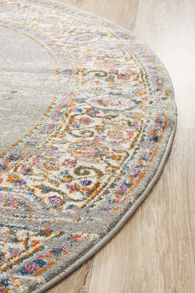 Babylon 211 Grey Round Rug