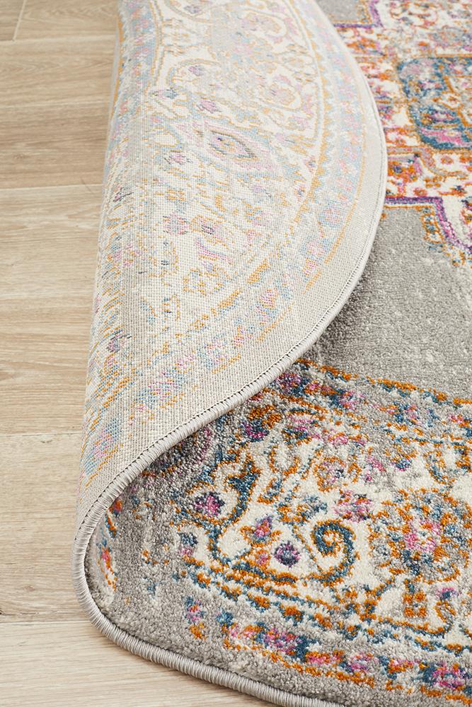 Babylon 211 Grey Round Rug