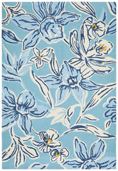 Copacabana Whimsical Blue Floral Indoor Outdoor Rug