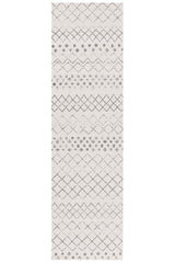 Oasis Selma White Grey Tribal Runner Rug
