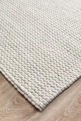 Studio Oskar Felted Wool Striped Rug Grey White