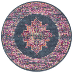 Babylon 211 Navy  Round Rug