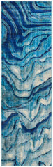 Dreamscape Waves Modern Indigo Runner Rug