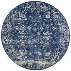 Evoke Oasis Navy Transitional Round Rug