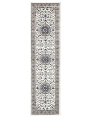 Sydney Medallion Runner White With Beige Border Runner Rug